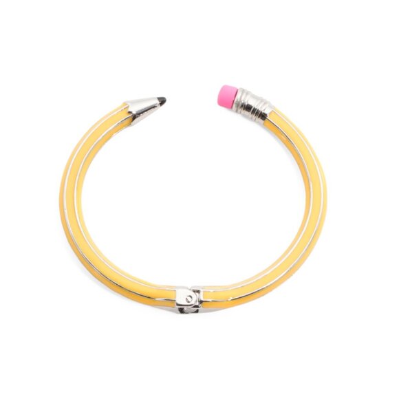 BETSEY JOHNSON Yellow Pencil Hinged Bangle Bracelet - Picture 1 of 2